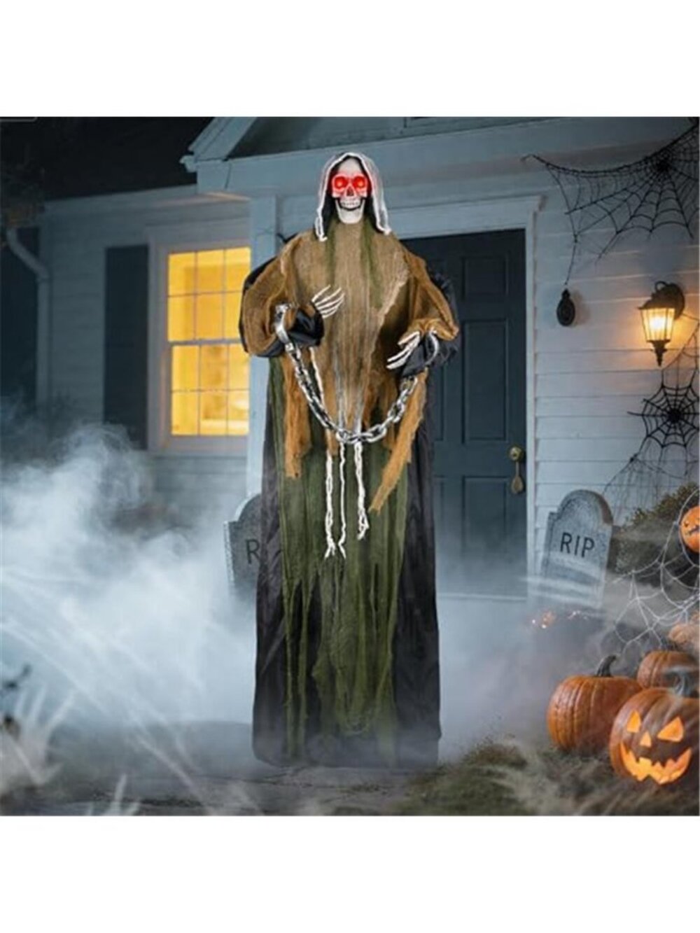 74" Halloween Animatronic Grim Reaper Outdoor Decoration